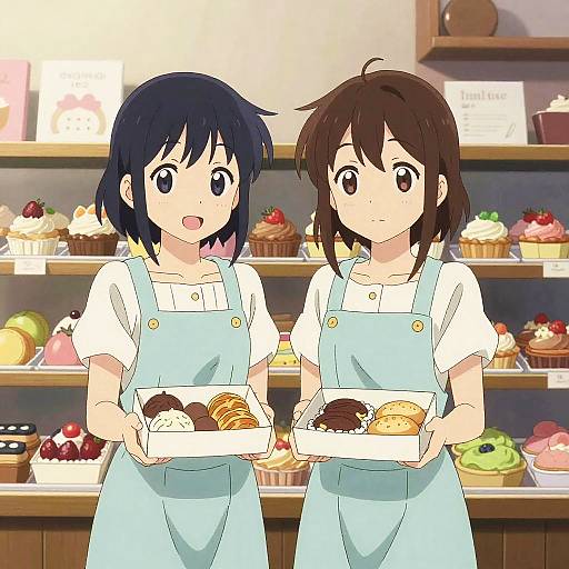 Two Sisters in Quaint Bakery
