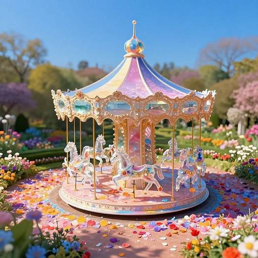 Impressionistic Aerial Garden Carousel
