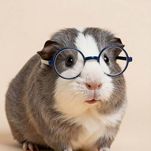 Playful Guinea Pig in Blue Glasses