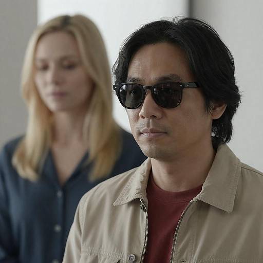 Man in Sunglasses and Woman Indoors