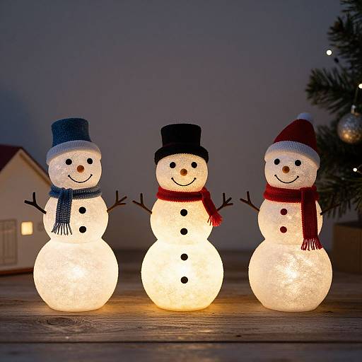 Lighted Three-Piece Snowmen Set