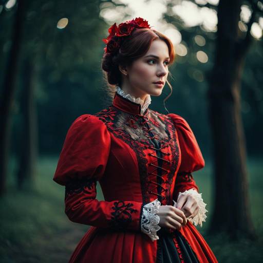 Elegant Victorian Cosplay in Red