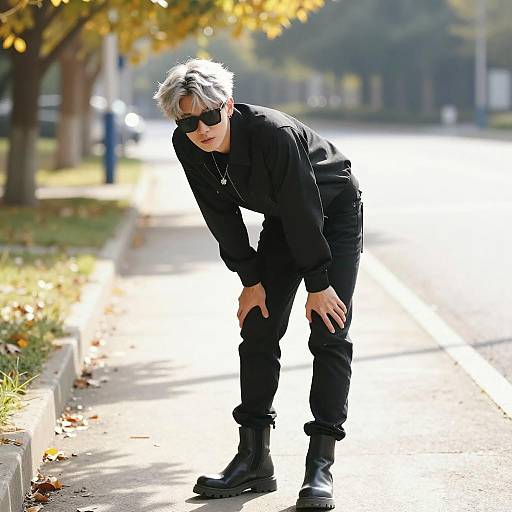Silver-Haired Man on Sunlit Path