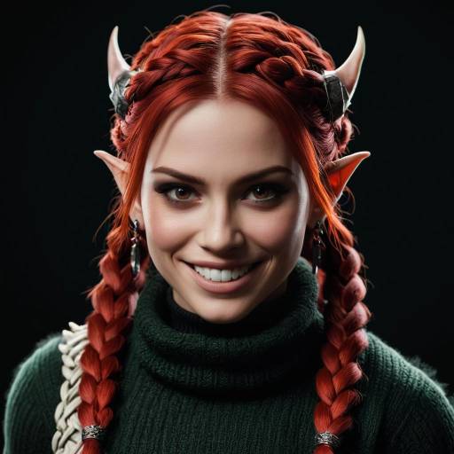 Enchanting Orc Girl Portrait with Red Hair