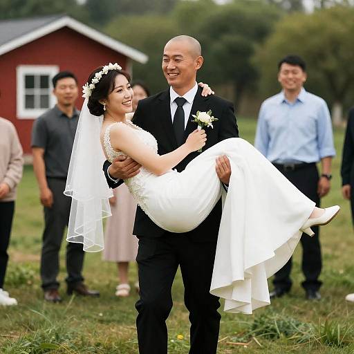 Joyful Wedding Celebration in Bright Nature