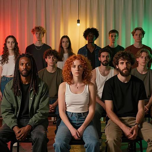 Diverse Group in Dimly Lit Room