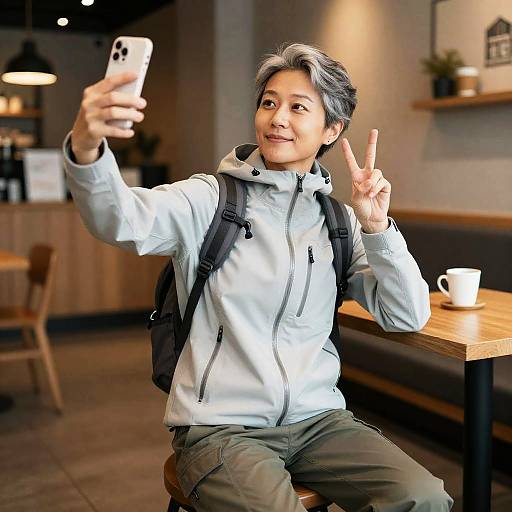 Cozy Coffee Shop Selfie