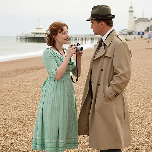 Vintage Romantic Moment on Brighton Beach