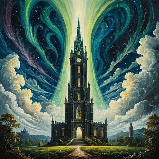 Ivory Tower with Aurora Borealis Cosmic Mist