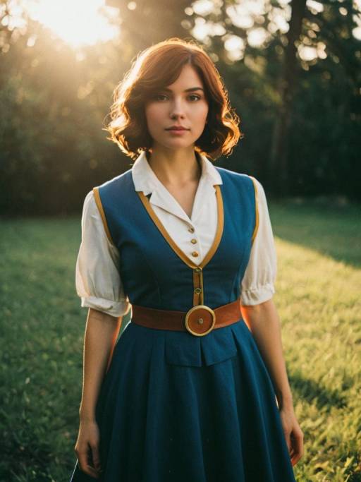 Woman in Relena Peacecraft Cosplay Costume