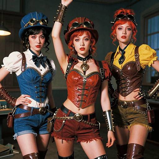 Vibrant Steampunk Ladies in Retro Style