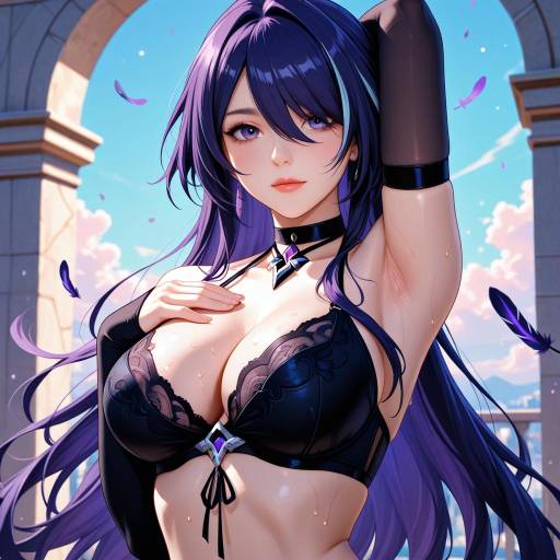 Vibrant Anime Girl with Purple Accents