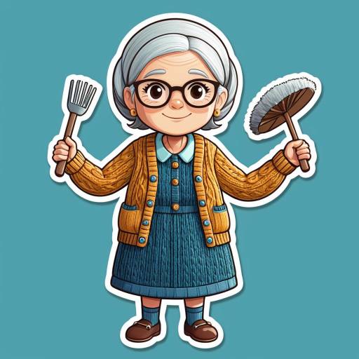 Energetic Swedish Grandmother Cartoon Sticker