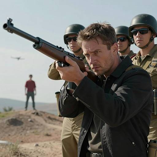 Intense Military Movie Poster Scene