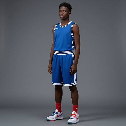 Realistic Dark-Skinned Male in Basketball Jersey