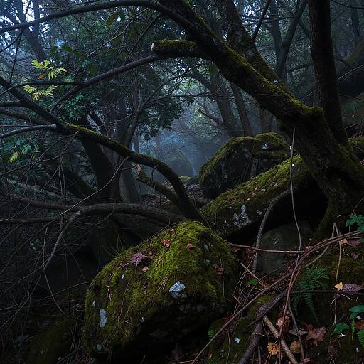 Mystical Twilight Overgrown Forest