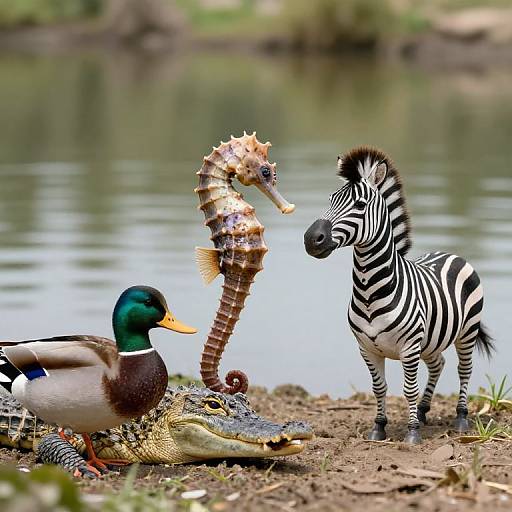 Hybrid Seahorse-Duck-Alligator-Rhino Outline