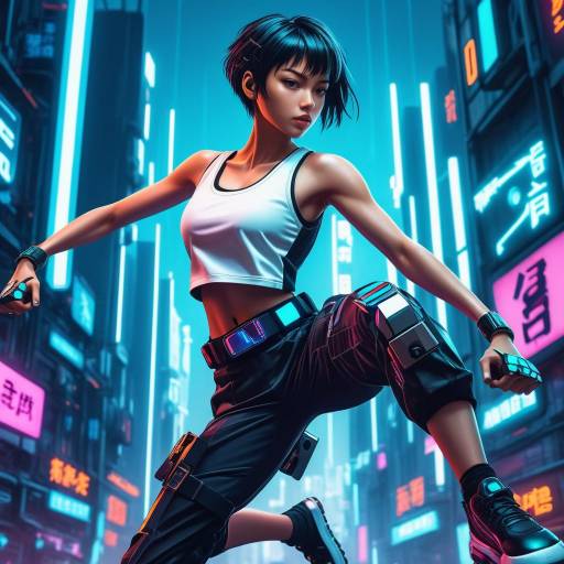 Futuristic Woman in Cyberpunk City