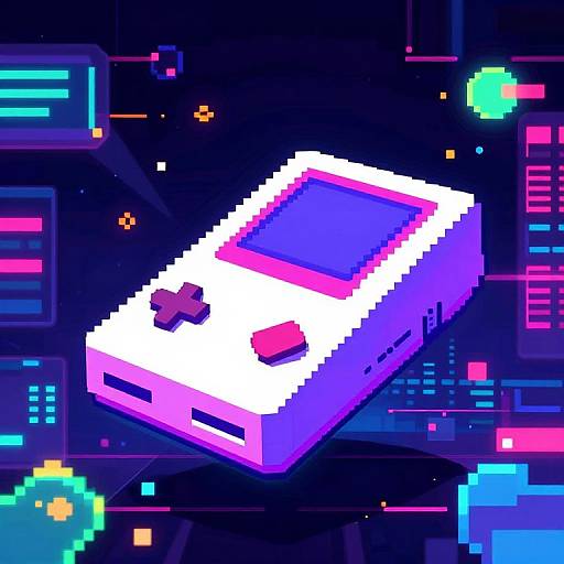 Neon Retro Dendy Cyber Gaming Art