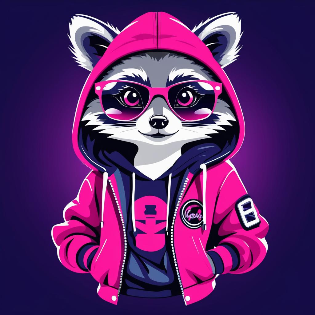 Trendy Female Raccoon Hip-Hop Character