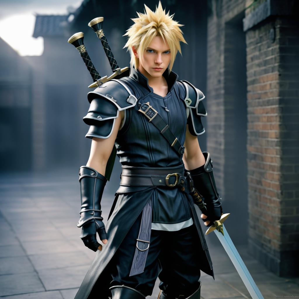 Photorealistic Cloud Strife from Final Fantasy