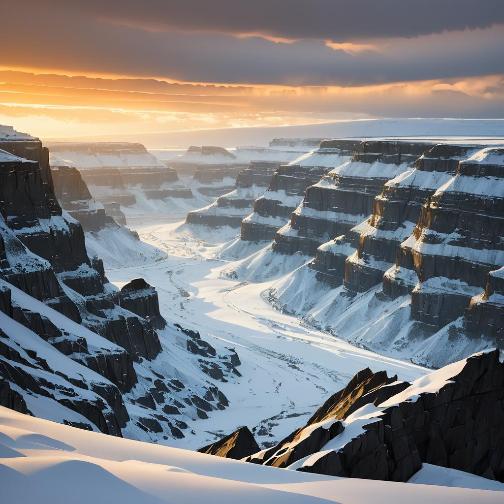 Tranquil Snowy Cliffs at Dusk