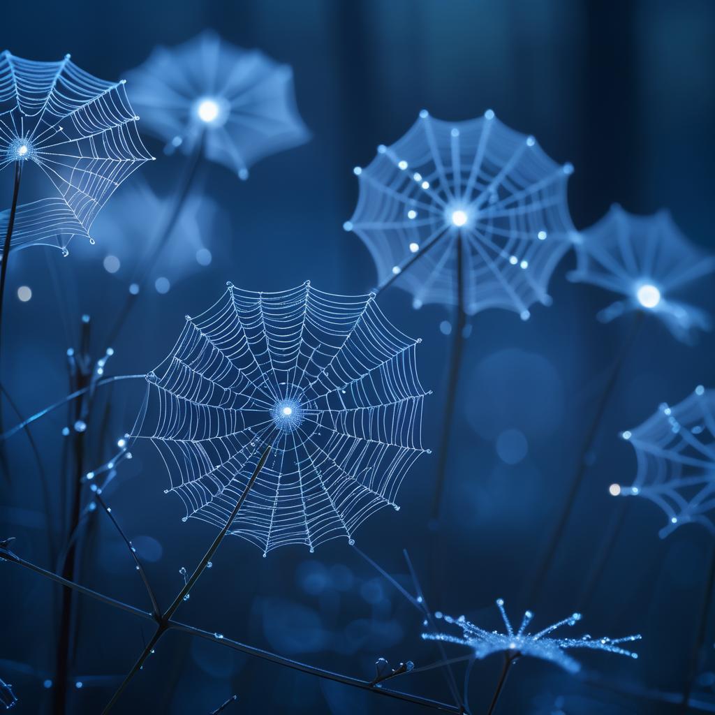 Enchanting Dew-Covered Spider Webs in Macro