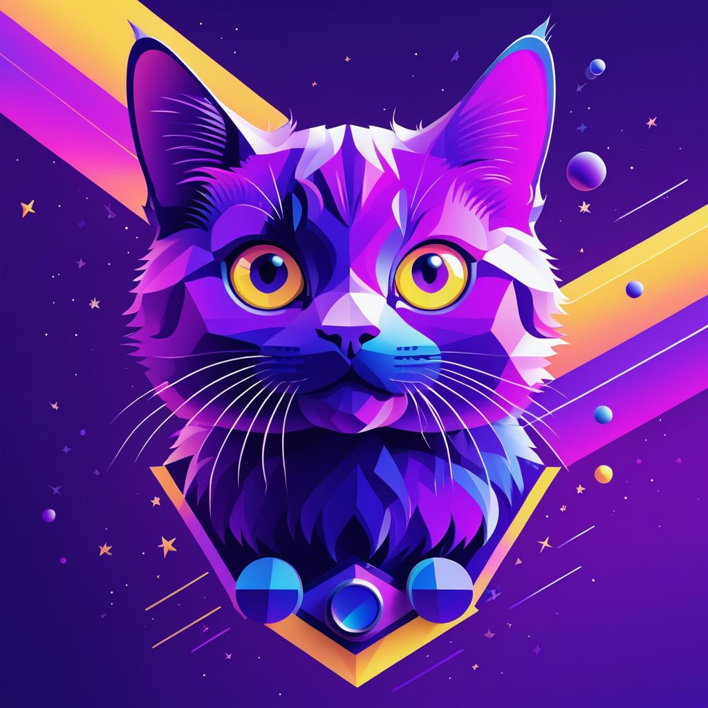 Curious Purple Cat Vector Art Design