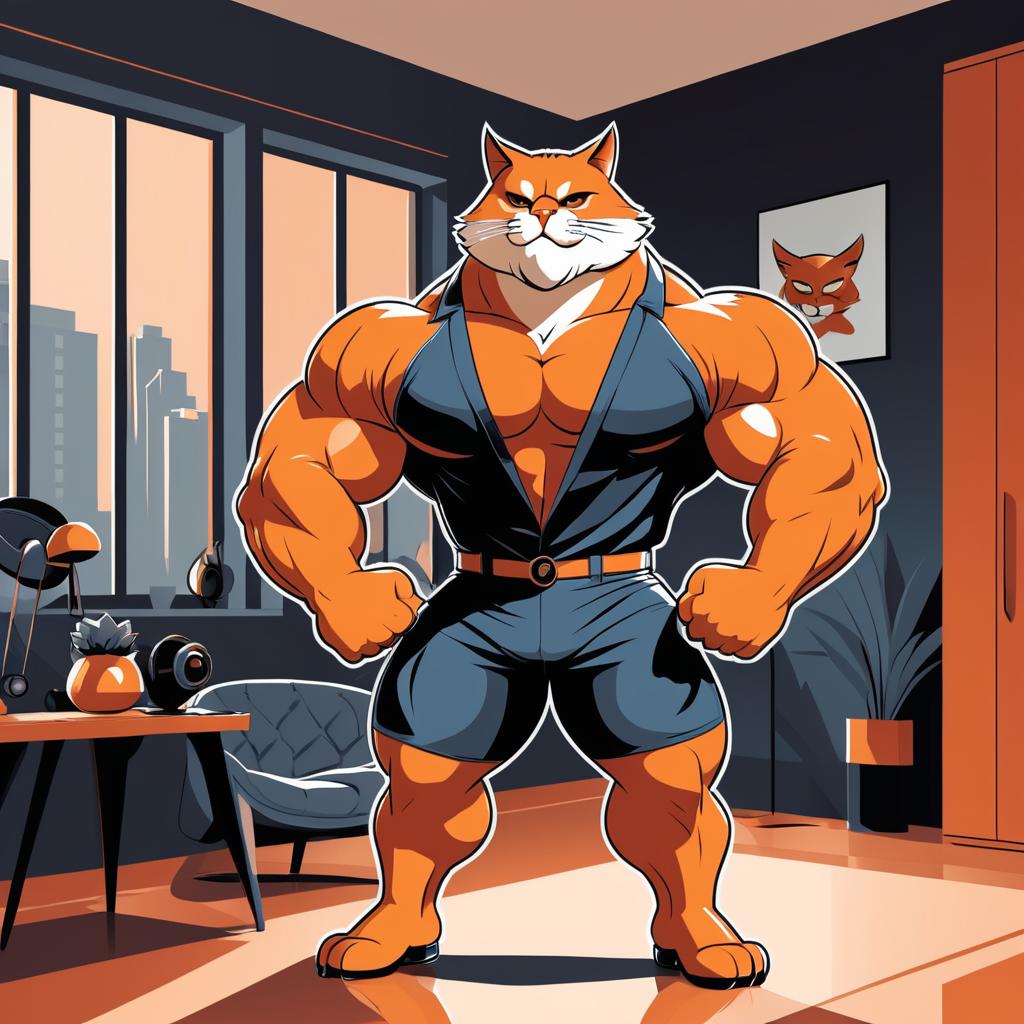 Buff Cat Champion in Stylish Apartment