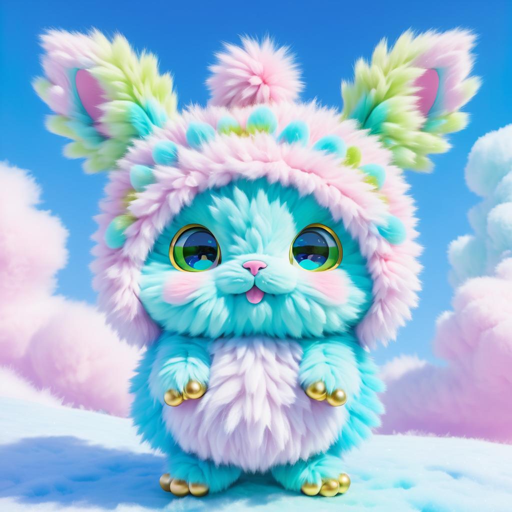 Adorable Fluffy Creature in Pastel Colors