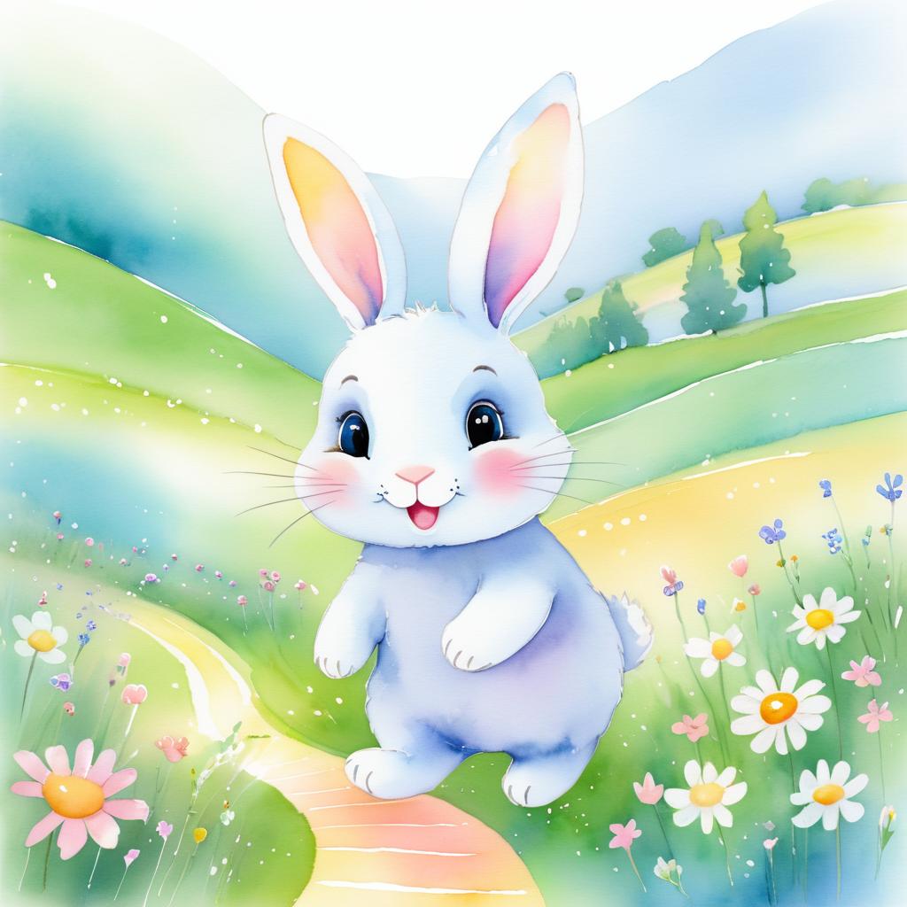 Whimsical Bunny in a Dreamy Landscape