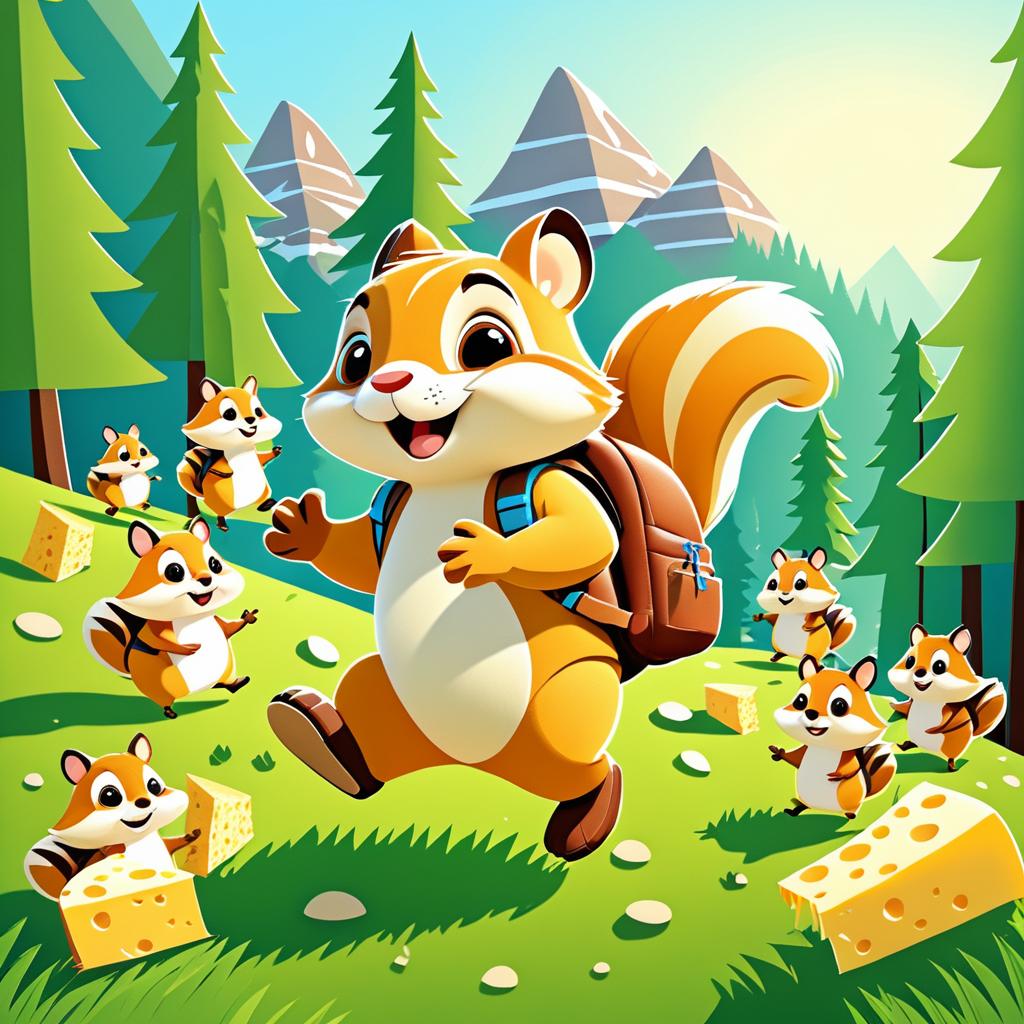 Playful Chipmunk Adventure on Cheese Mountain