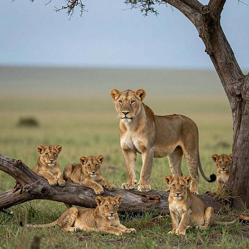 Majestic Lions in Savanna Landscape