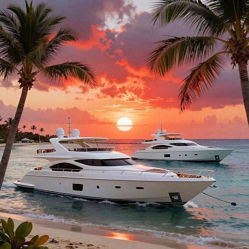 Luxury Yachts at Sunset in Turks and Caicos