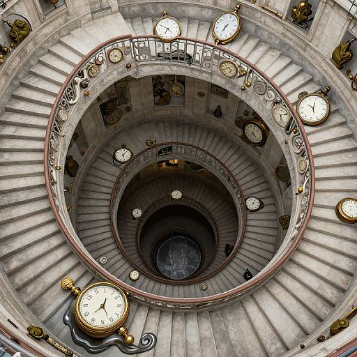 Surreal Staircase with Melting Timepieces
