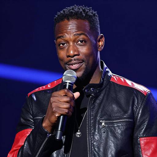 Stylish Black Man with Microphone