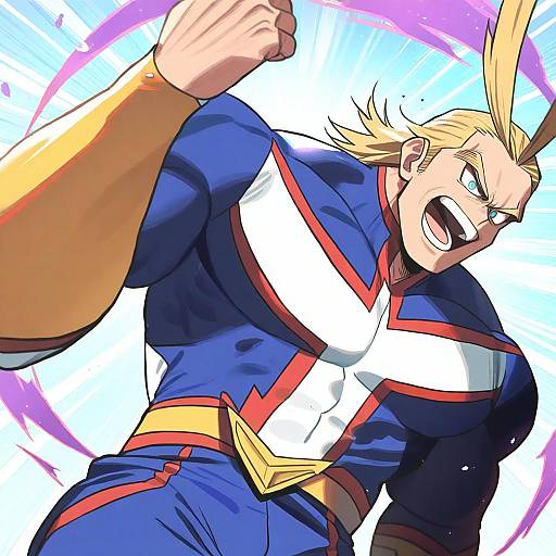 Illustration of All might, boku no hero academia in the style of Twin (tt lsh)