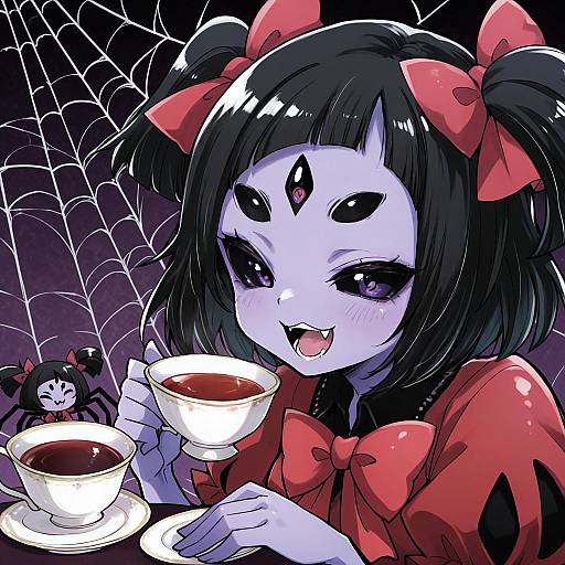 Illustration of Muffet, undertale in the style of Kanduki kamibukuro