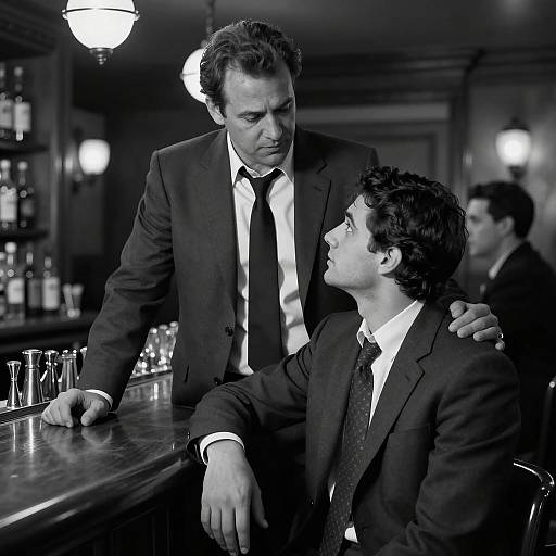 Black and White Businessmen in Bar