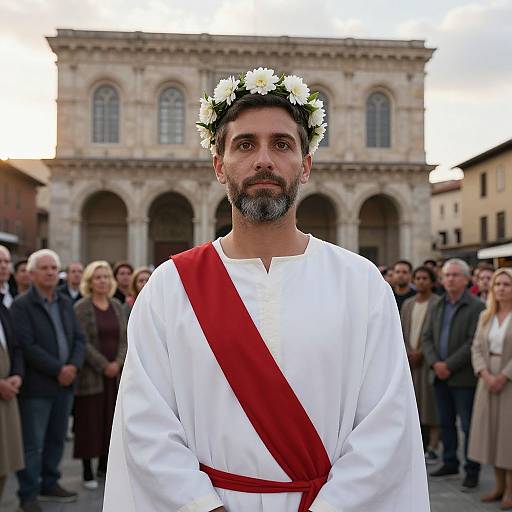 Wise Man in Ancient City Square
