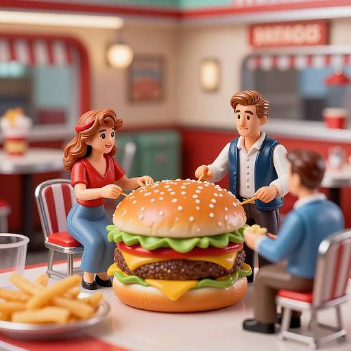 Hyperrealistic Vintage Tin Toy Diner Feast