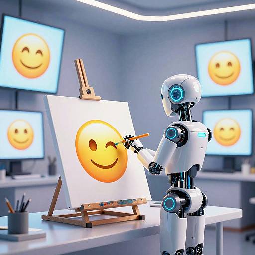 Virtual AI Robot Painting Emojis