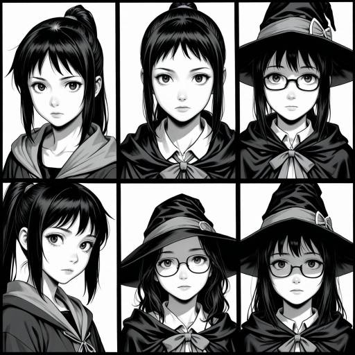 Monochrome Girls and Boy in Comic Style