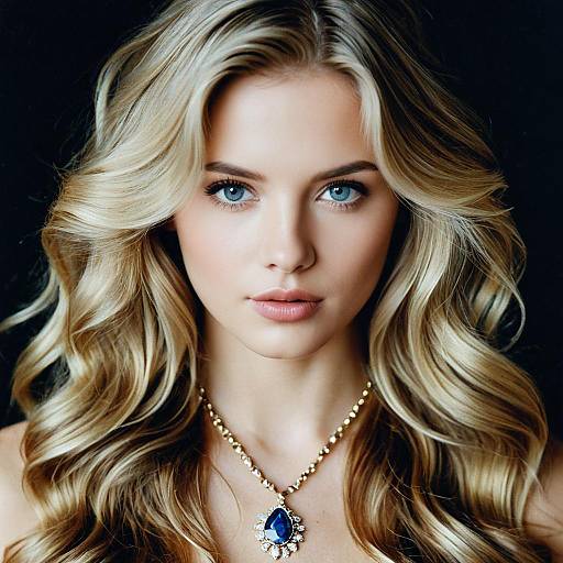 Blonde Woman with Blue Eyes and Jewelry