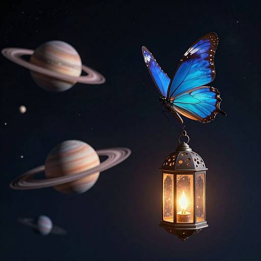 Butterfly Holding Star-Lantern with Planets