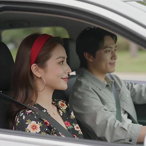 Couple Smiling in a Car