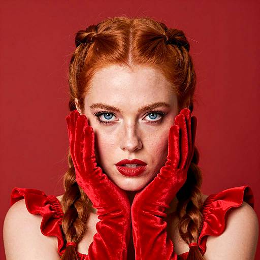 Intense Portrait of a Red-Haired Woman