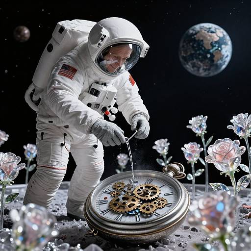 Elderly Astronaut's Crystal Space Garden