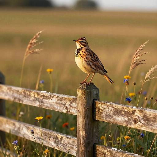 Timber Lark on Weathered Fence
