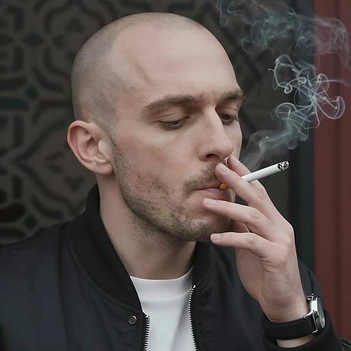 Bald Man in Black Jacket Portrait